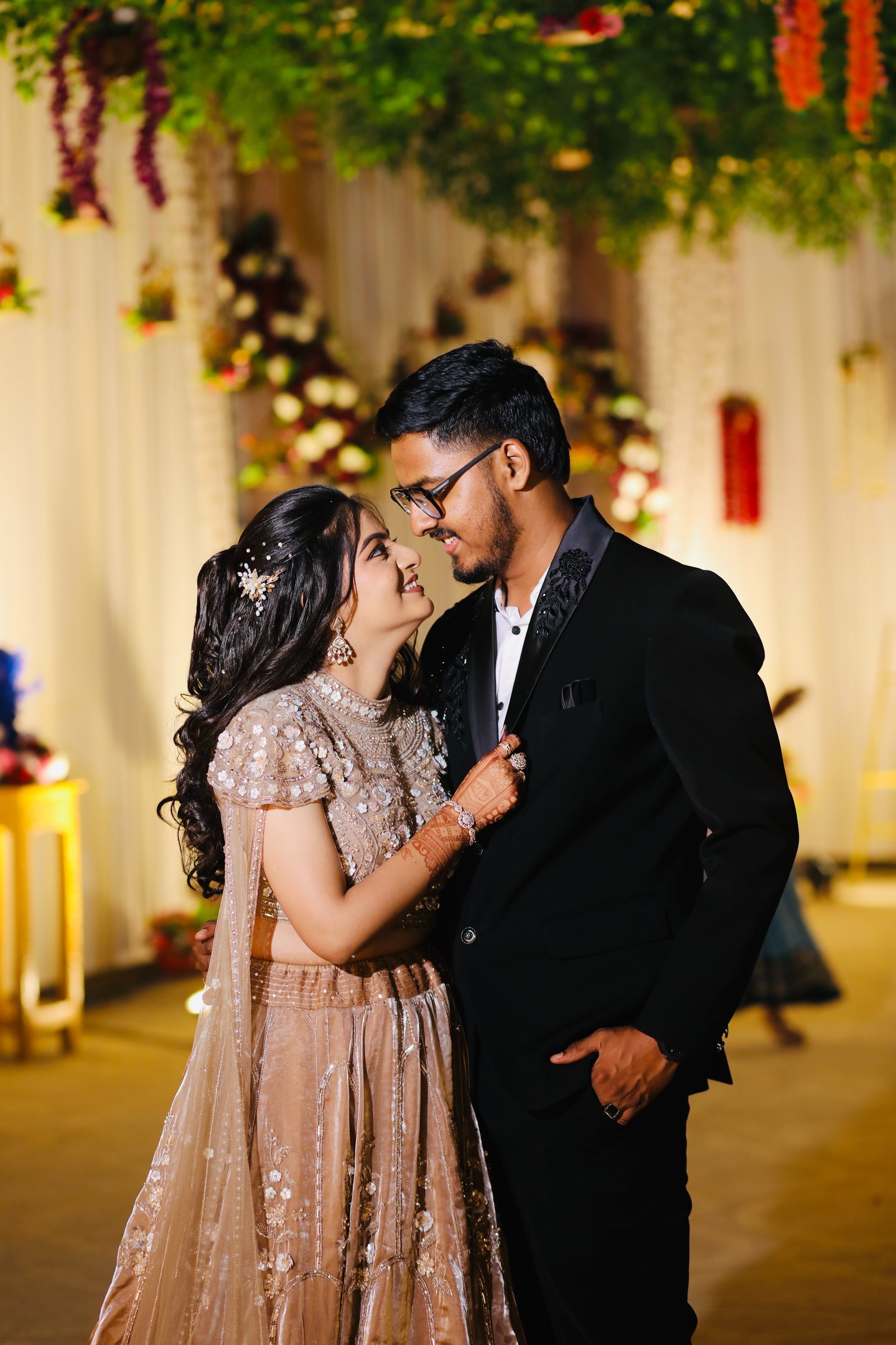 “Beautiful Vadodara bride engagement makeup with soft glam look by professional bridal makeup artist