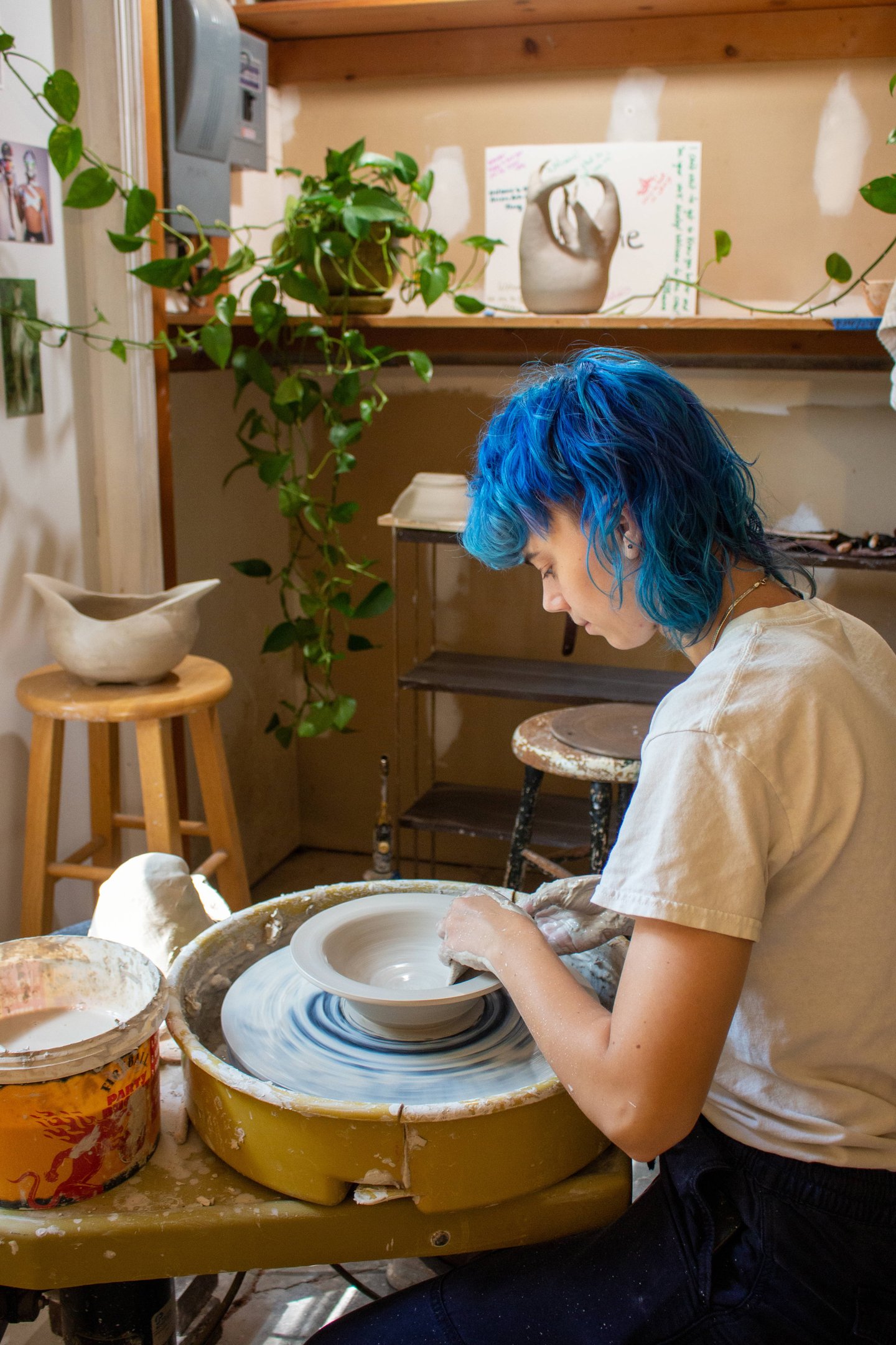 Our resident Starkie throwing a bowl on the ceramic wheel.