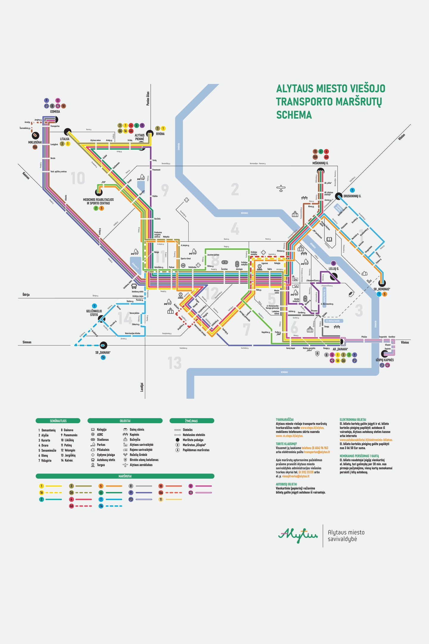 Maršrutų schema Alytuje