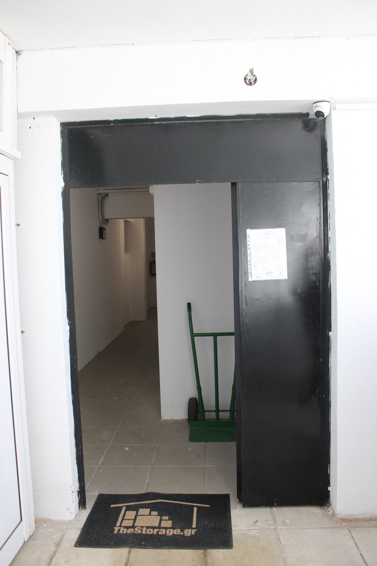 Main Entrance of the Storage Unit with a Handcart provided