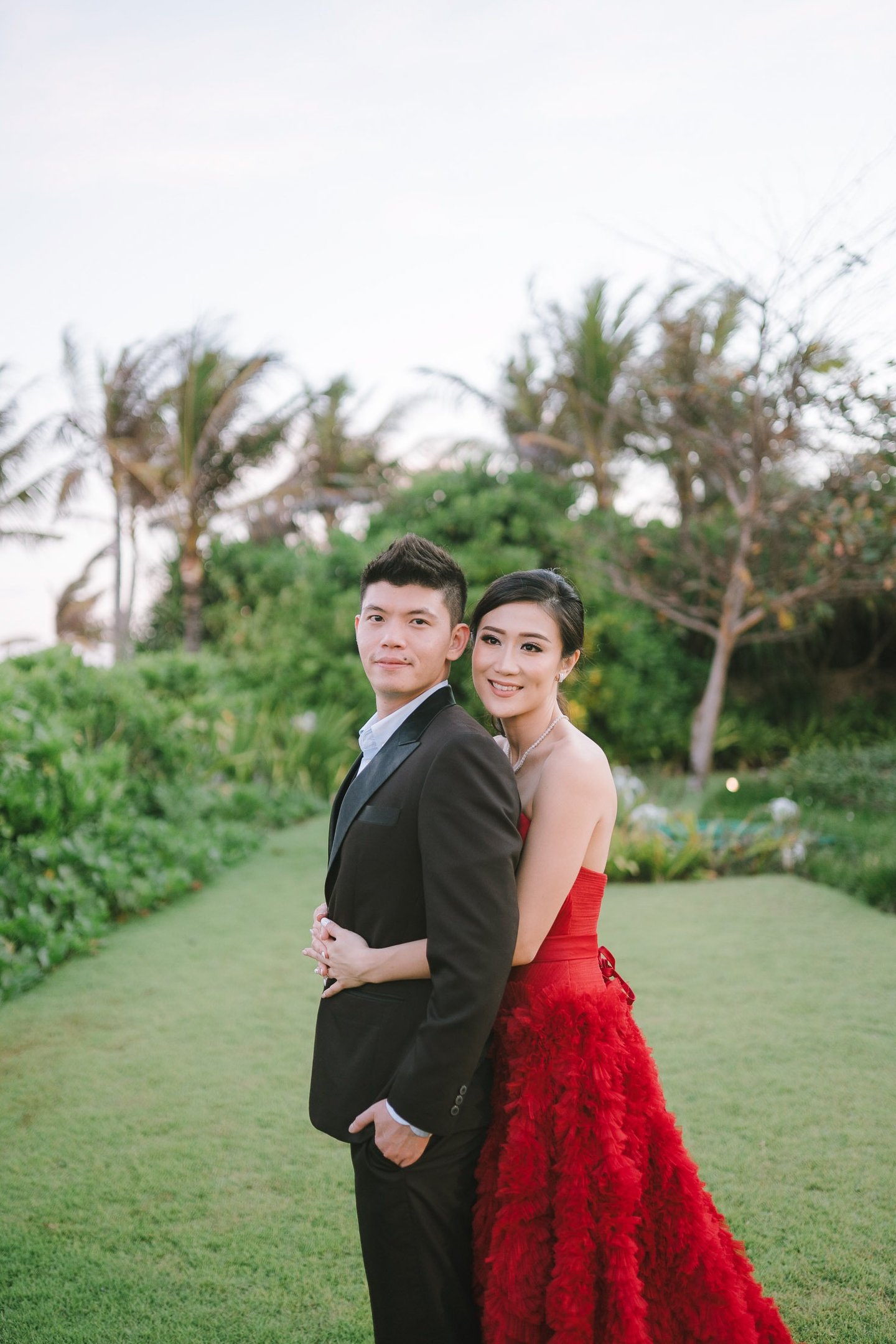 Luxury prewedding couple in garden at The Ritz-Carlton Nusa Dua Bali.