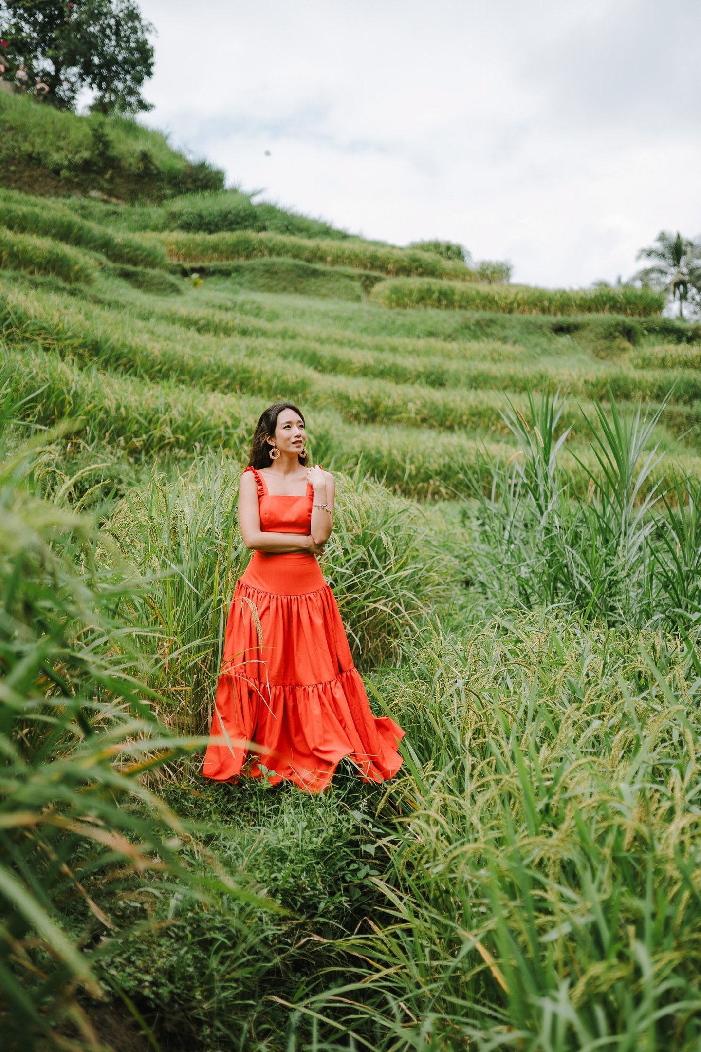 Artistic portrait in rice terrace landscape Tegalalang Ubud Bali