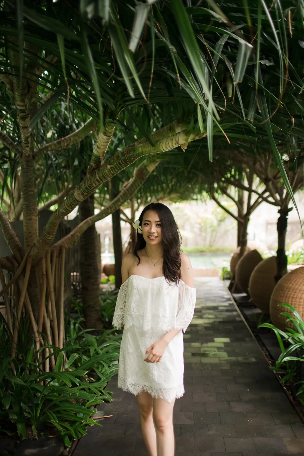 Natural portrait of Janice in the tropical garden at Indigo Seminyak Bali