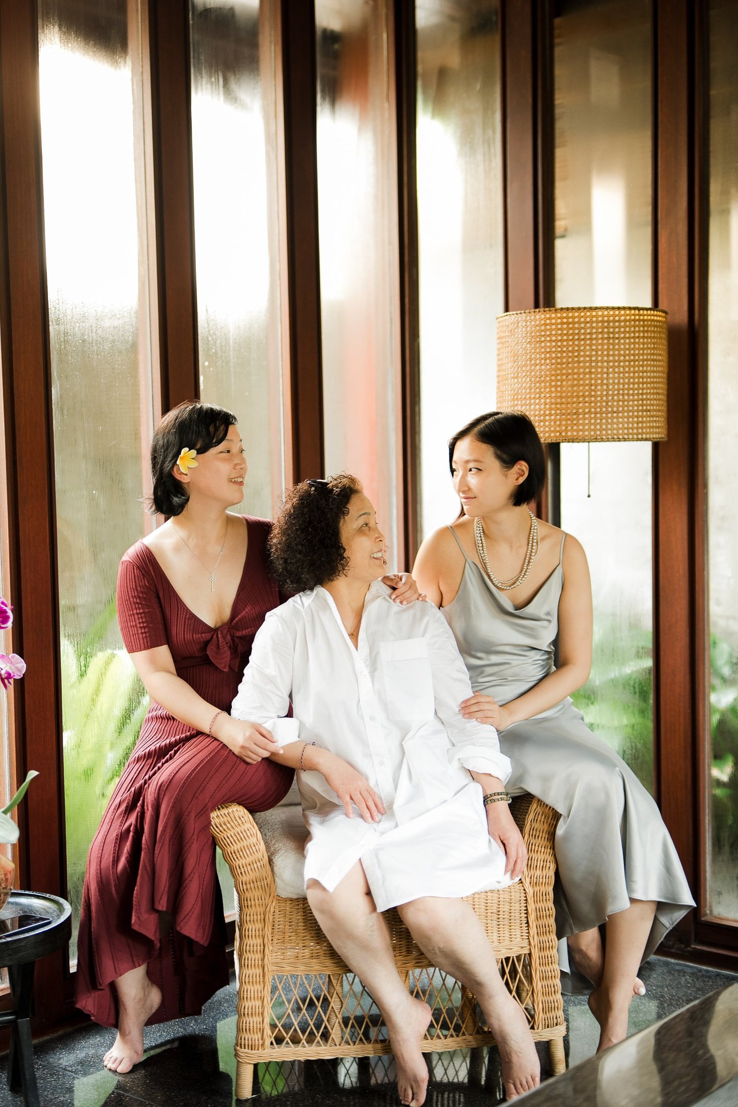 Three-generation family portrait at Bvlgari Resort Uluwatu Bali private villa terrace,  family photography in Bali