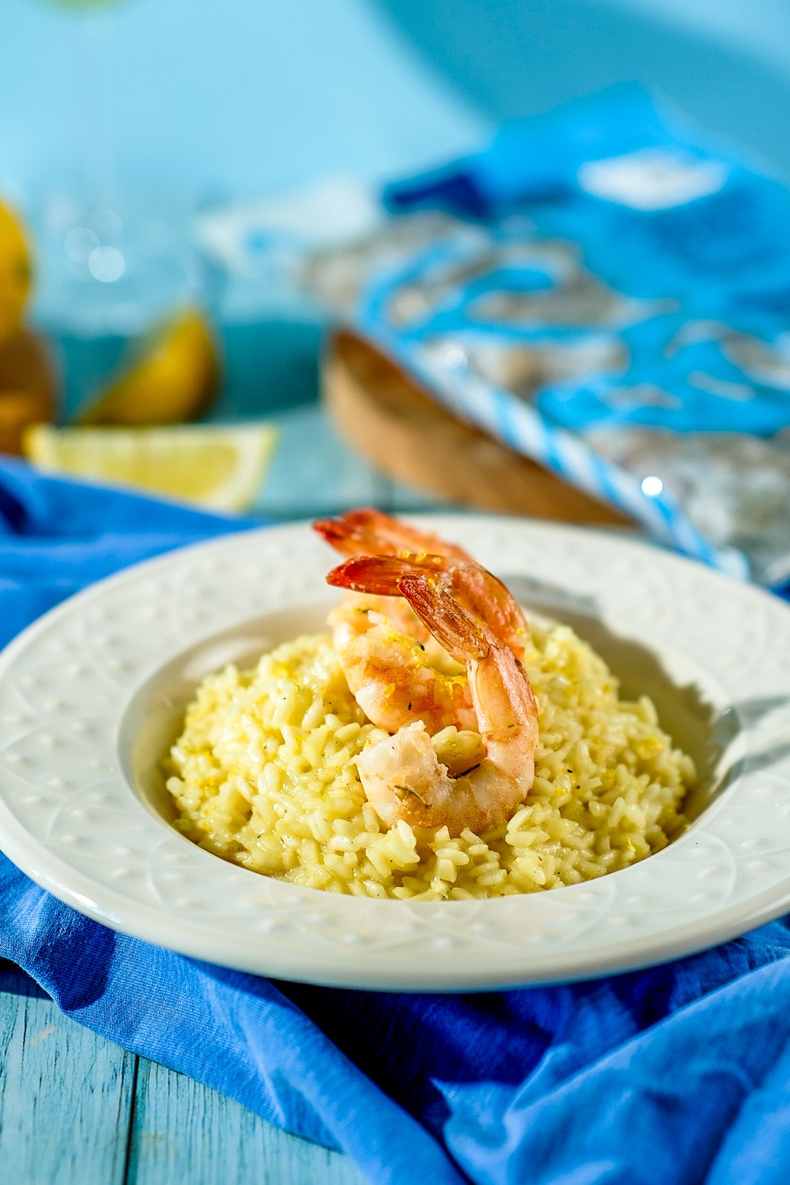 Pratos com camarão Camarão do Sol para cardápios profissionais