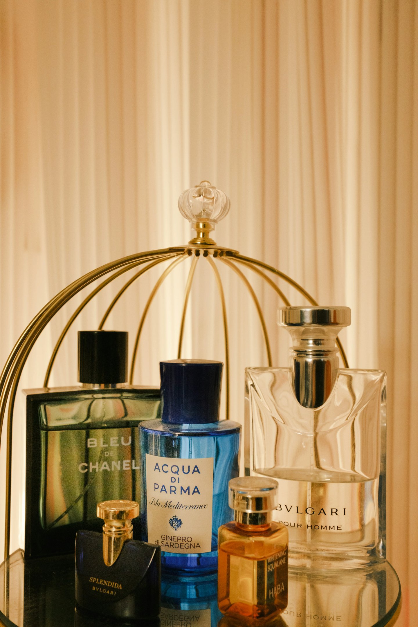 man's fragrance collection with bleu de channel, acqua di parma, bulgari