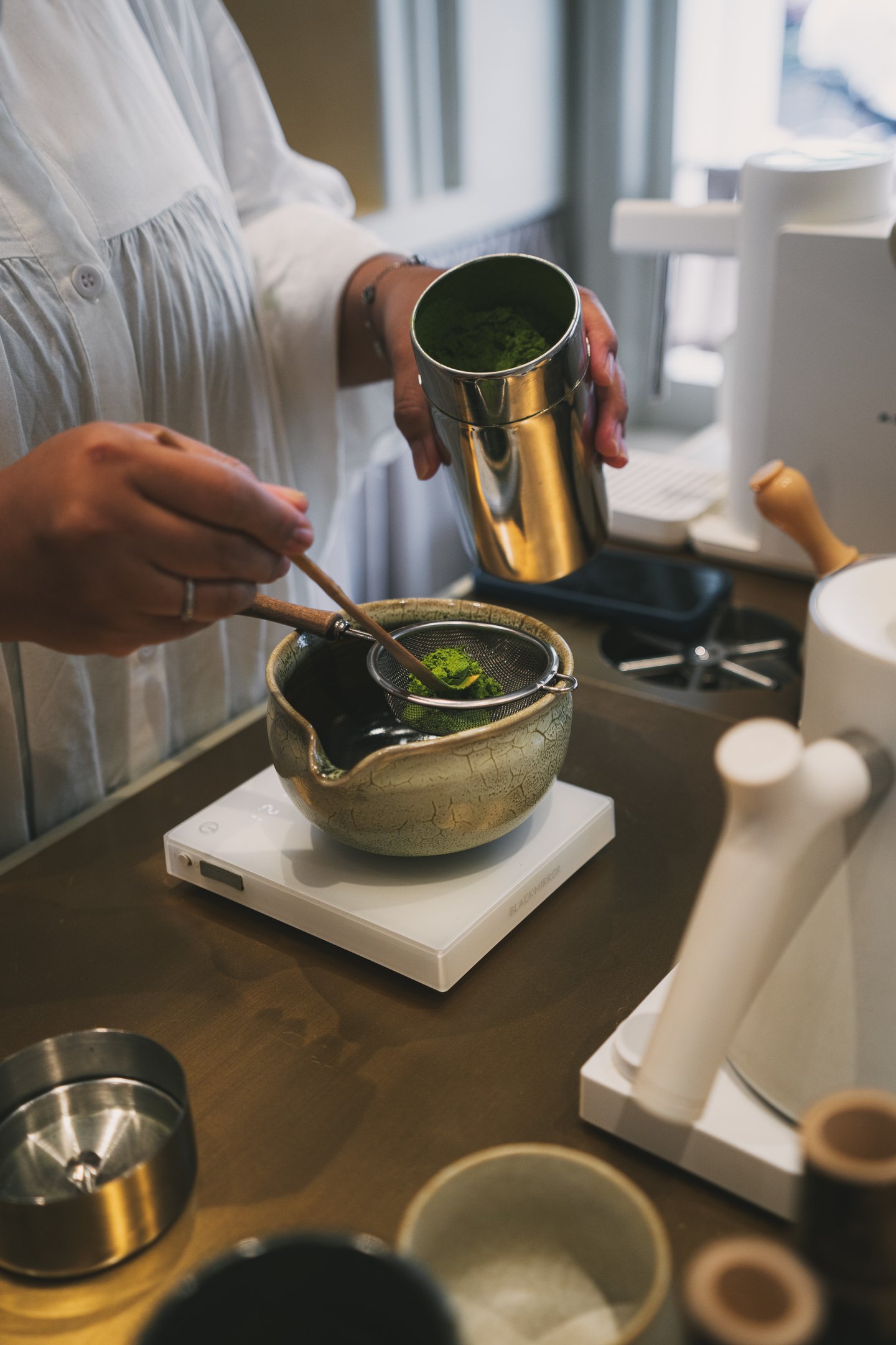 barista preparing Matcha at Tearoom by Aralee Batam