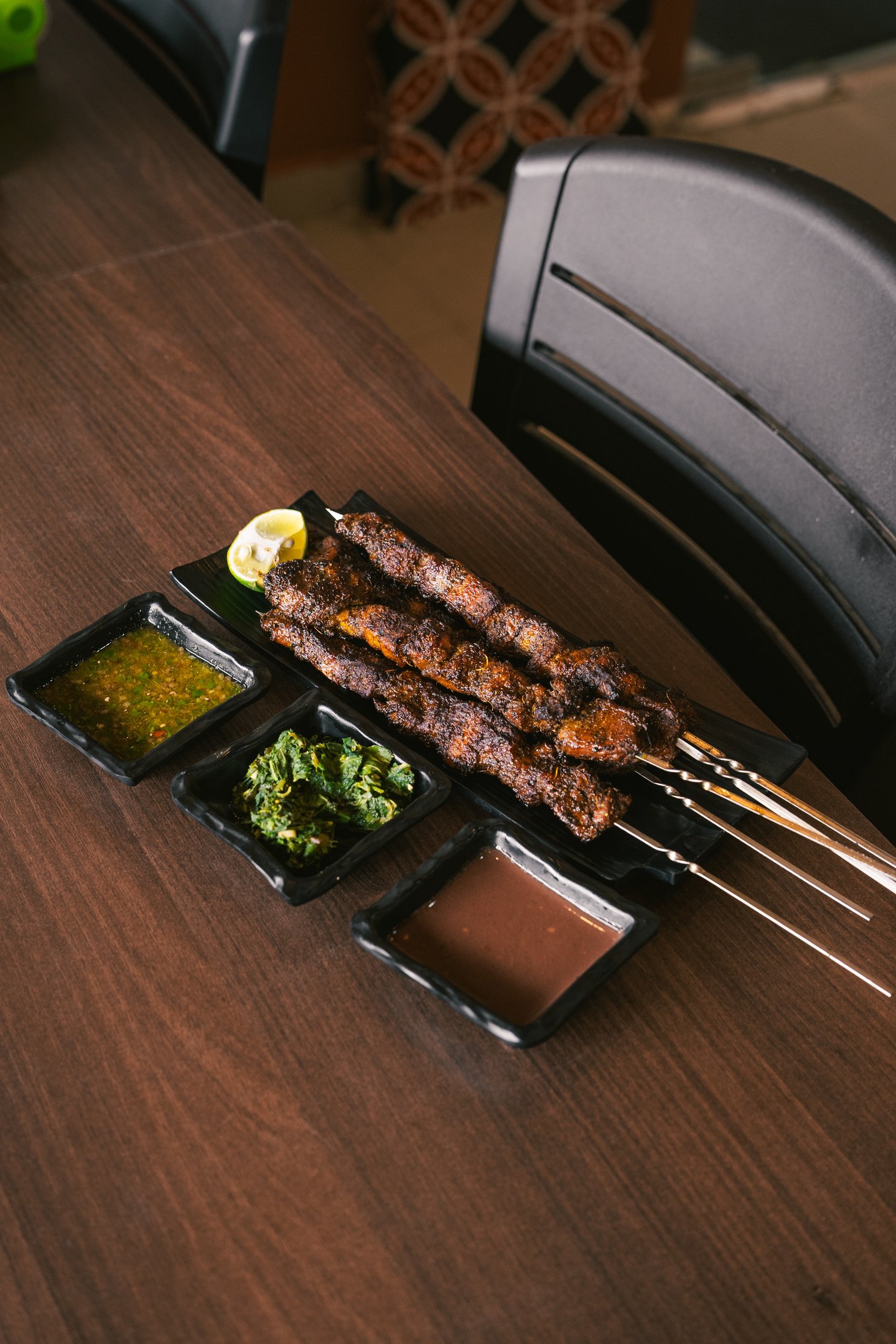 Sate with sauces at BPK Chika Batam