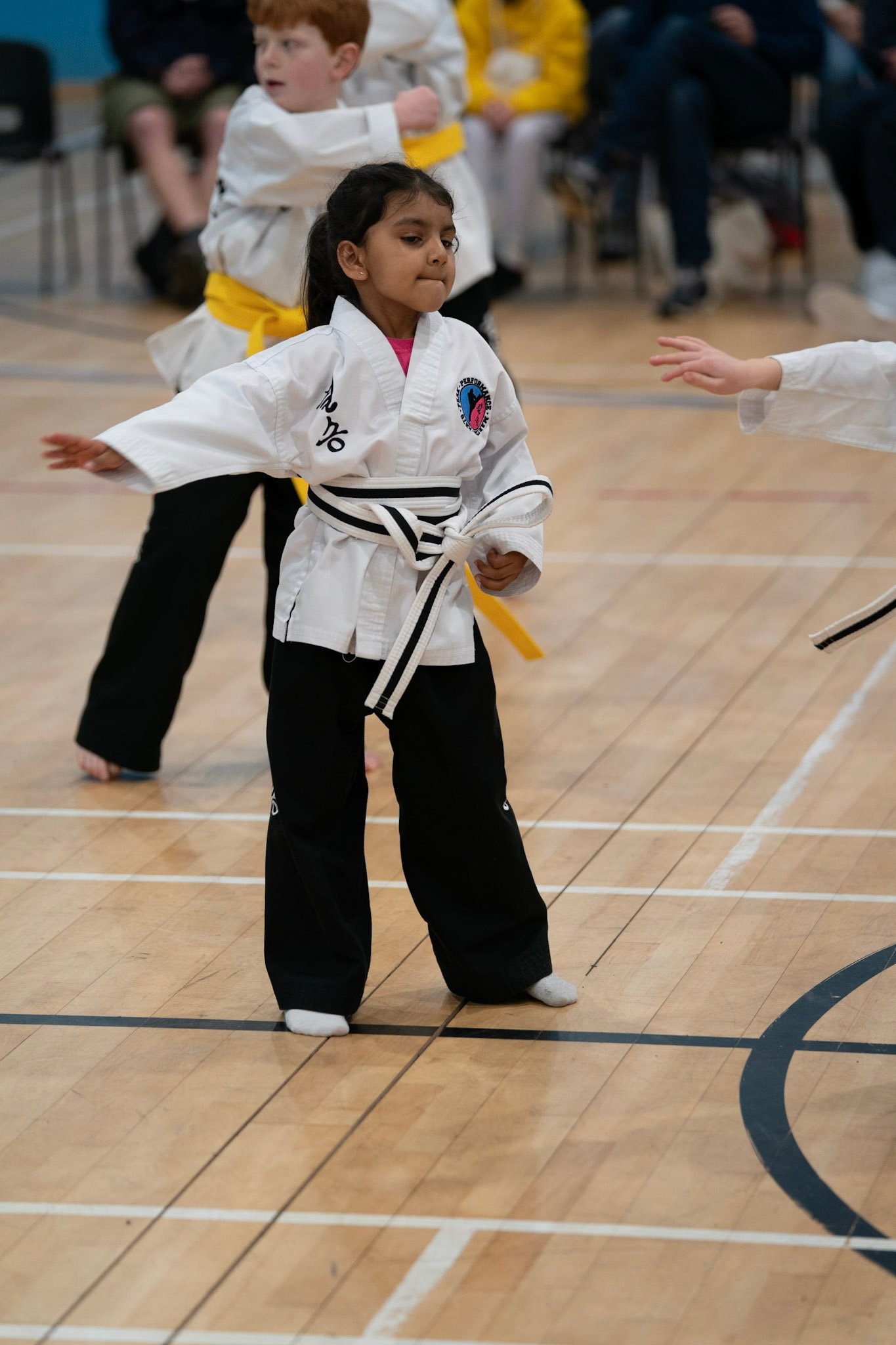 A five year old practising martial arts in our horley classes.