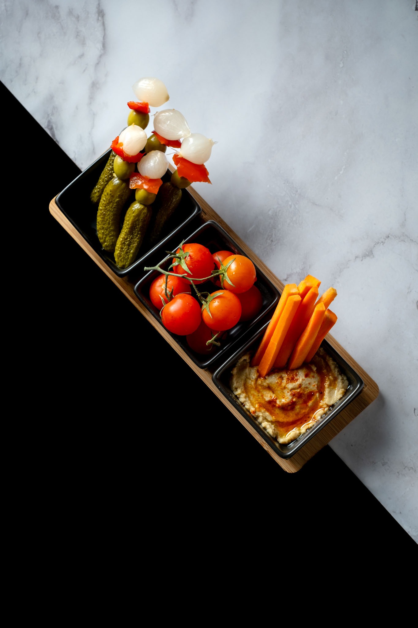 a tray with vegetables and vegetables on it