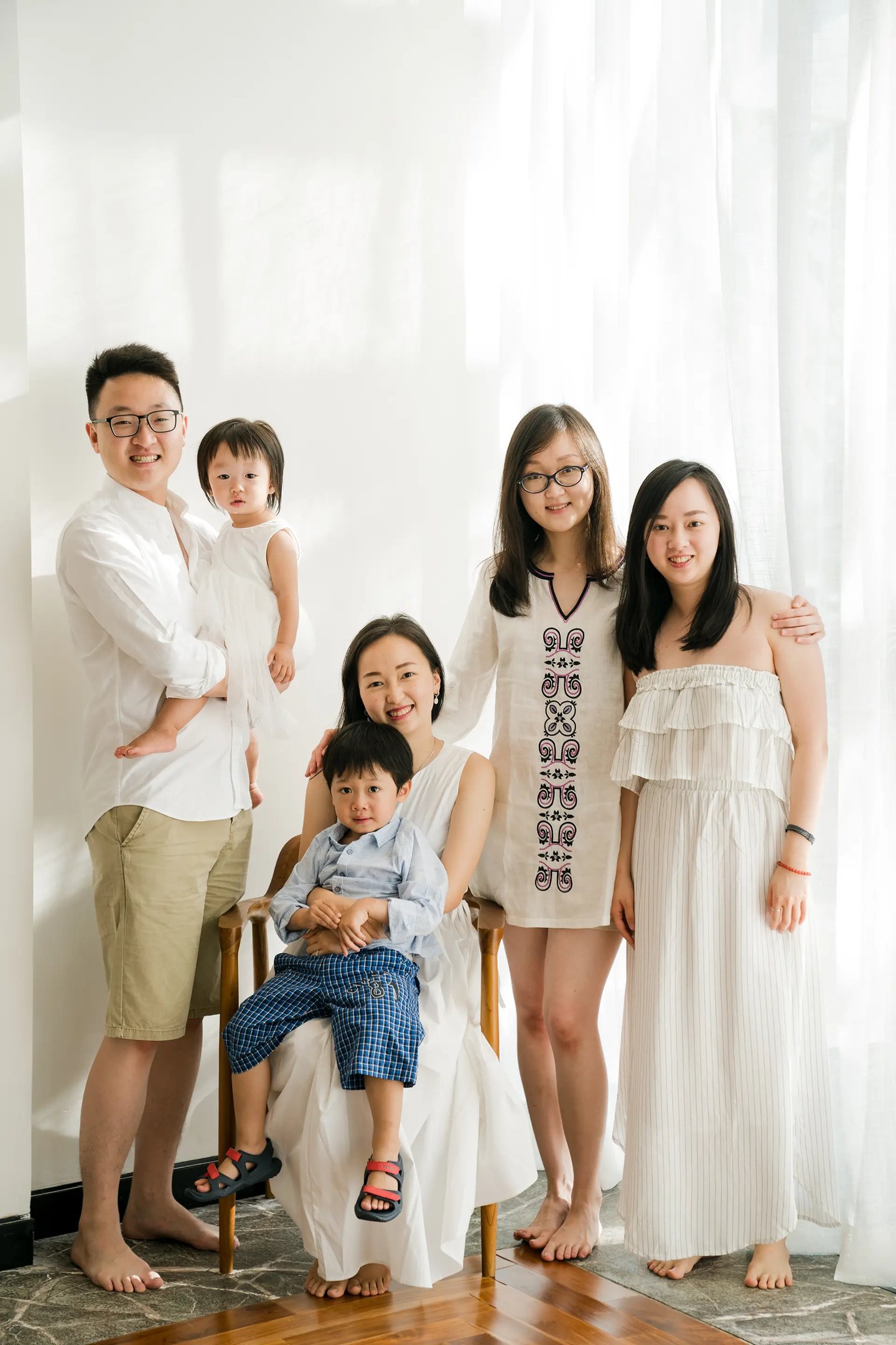 Stefy family portrait with soft natural light at Renaissance Uluwatu Bali