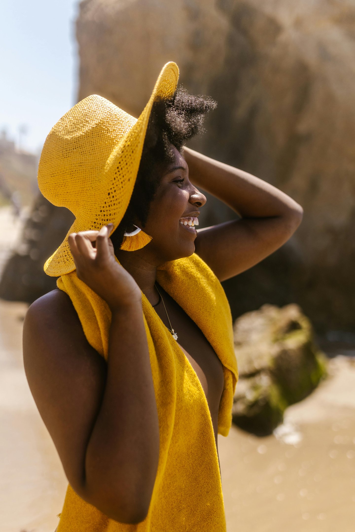 woman in yellow hat