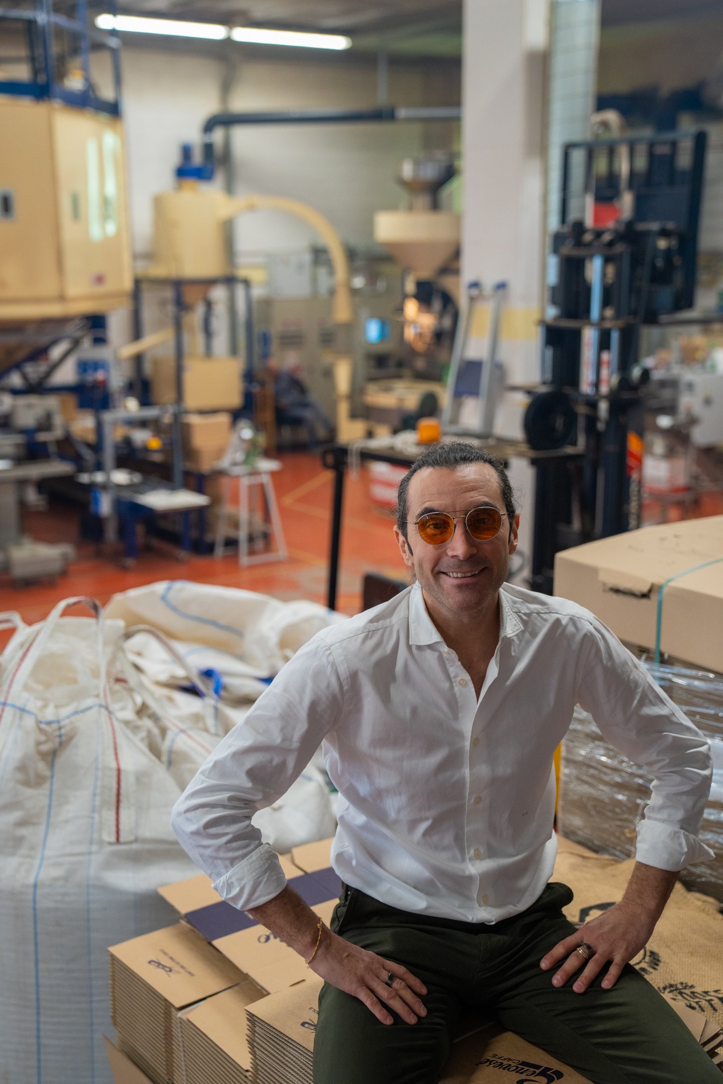 Matteo smiling in his roastery