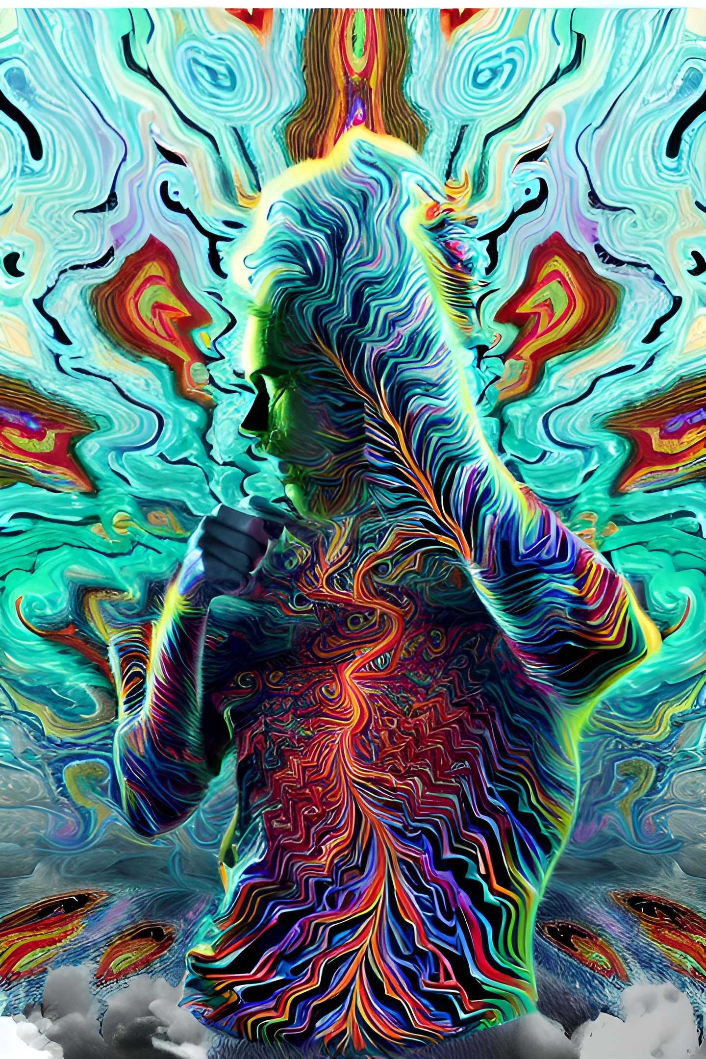 a man with a colorful body painting on his body