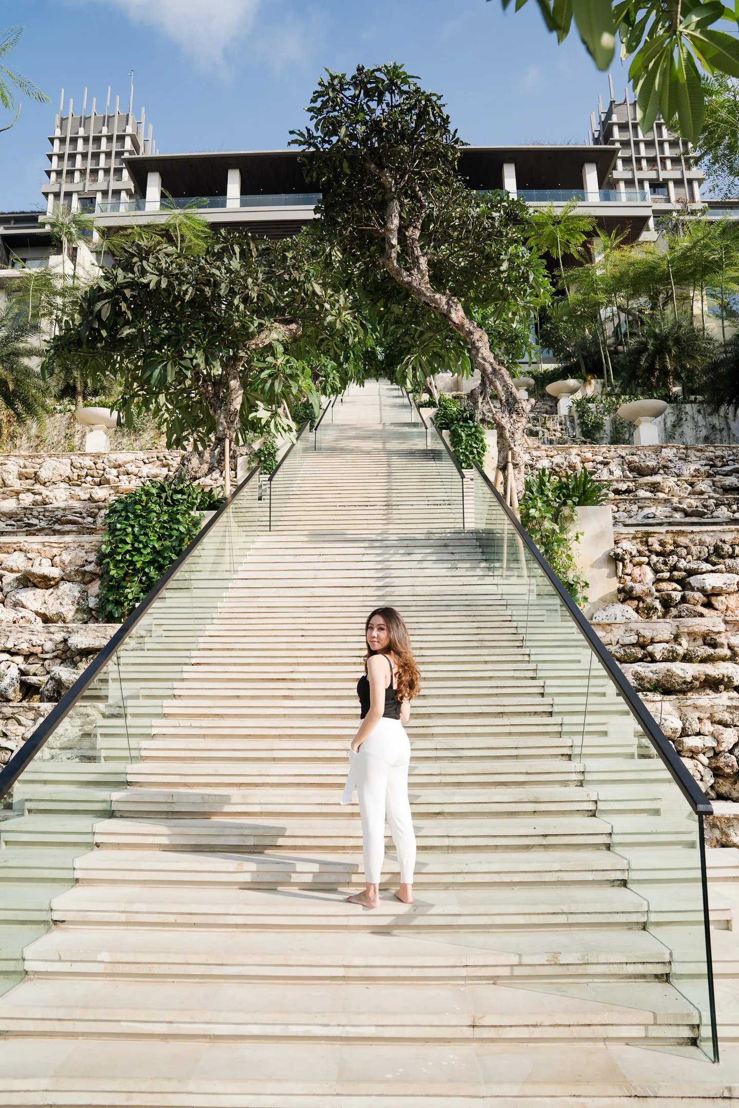 walking on stairs at apurva kempinski bali nusa dua