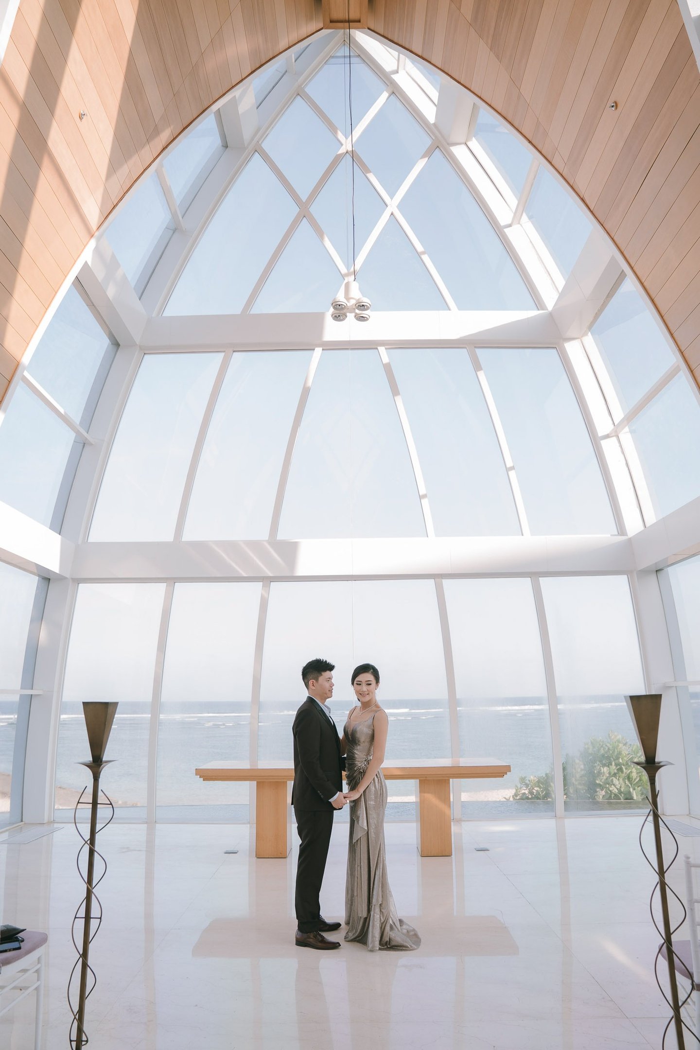 Luxury prewedding session at chapel altar of The Ritz-Carlton Nusa Dua Bali.