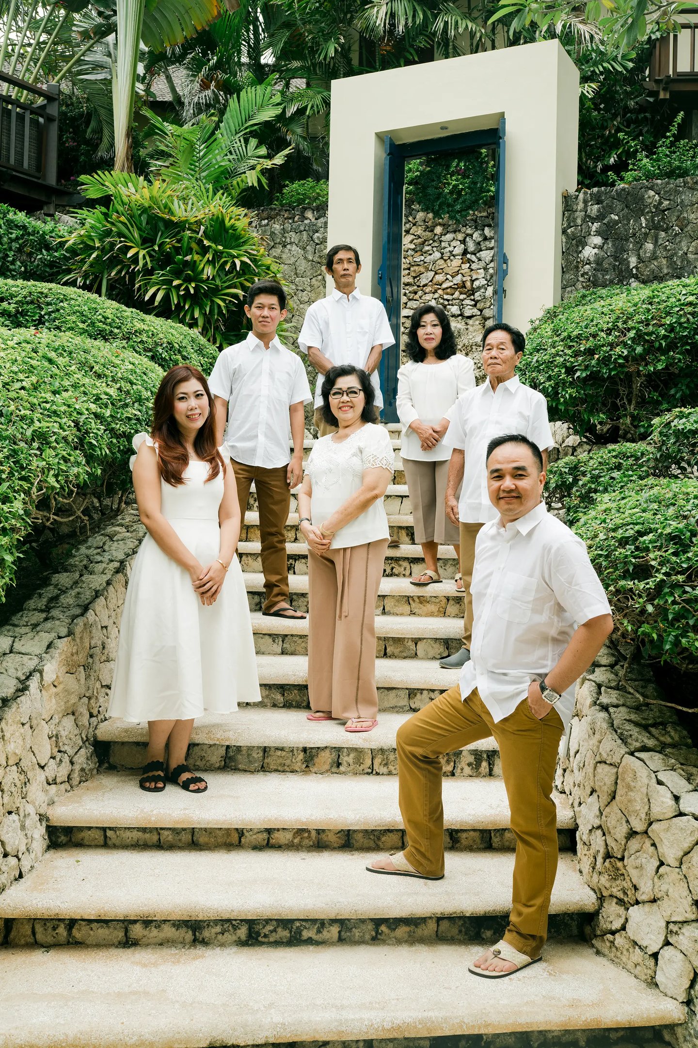 Extended family portrait at Karma Kandara villa in Uluwatu Bali  