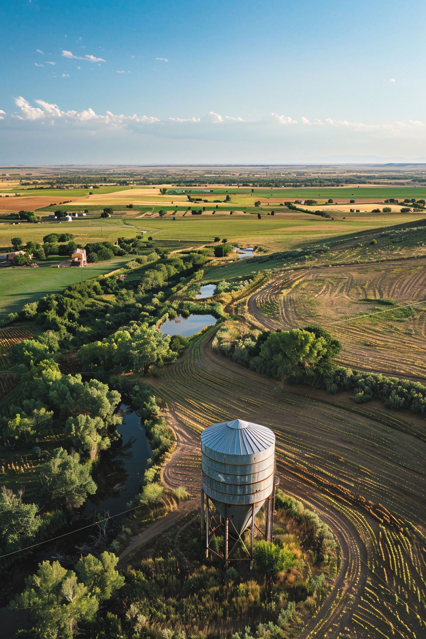 a large water tank sitting on top of a field
