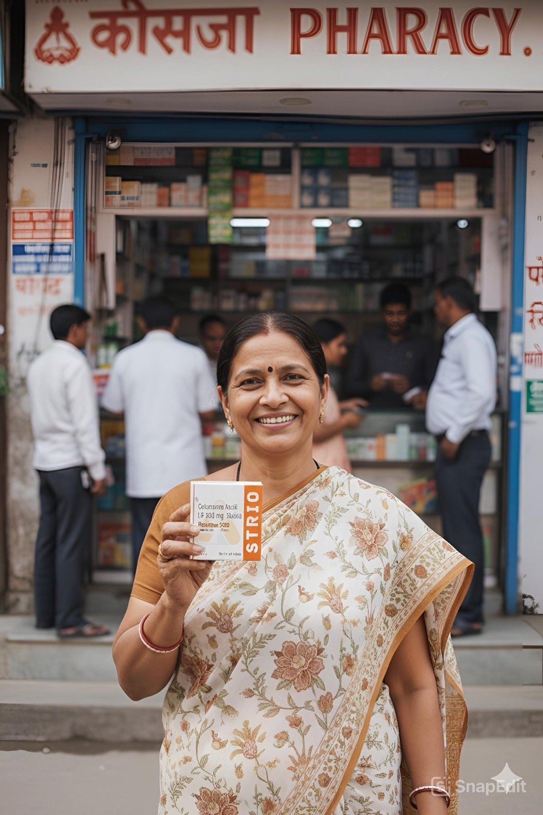 A woman holding Roxime-500, a product by Strio Healthcare