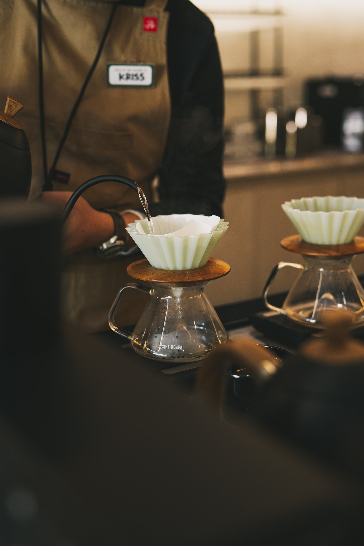 Preparing hand brew at Grind Now Coffee Bar Batam