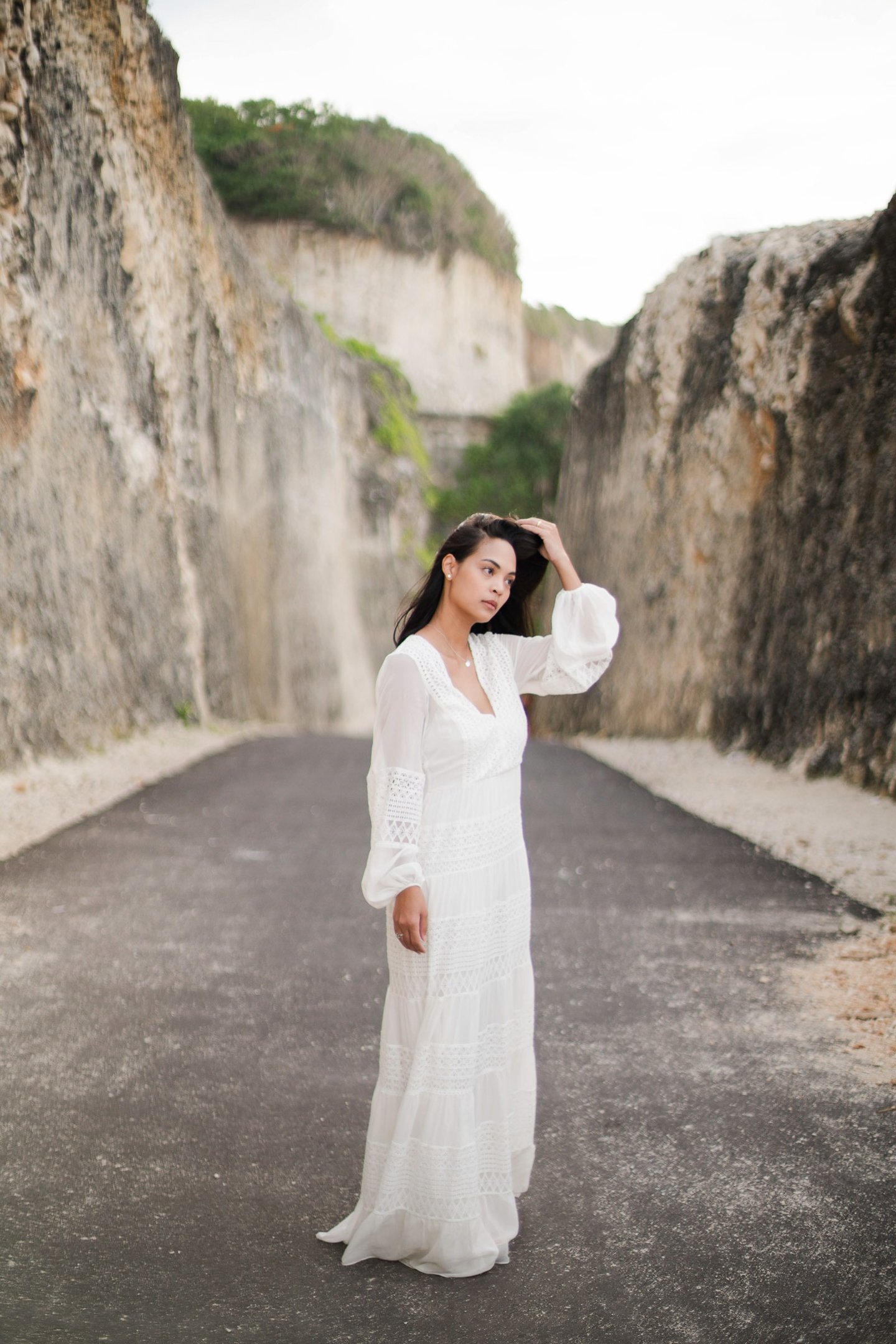 Elegant portrait of Ayunda mother captured along the cliffs at Melasti Beach Bali.