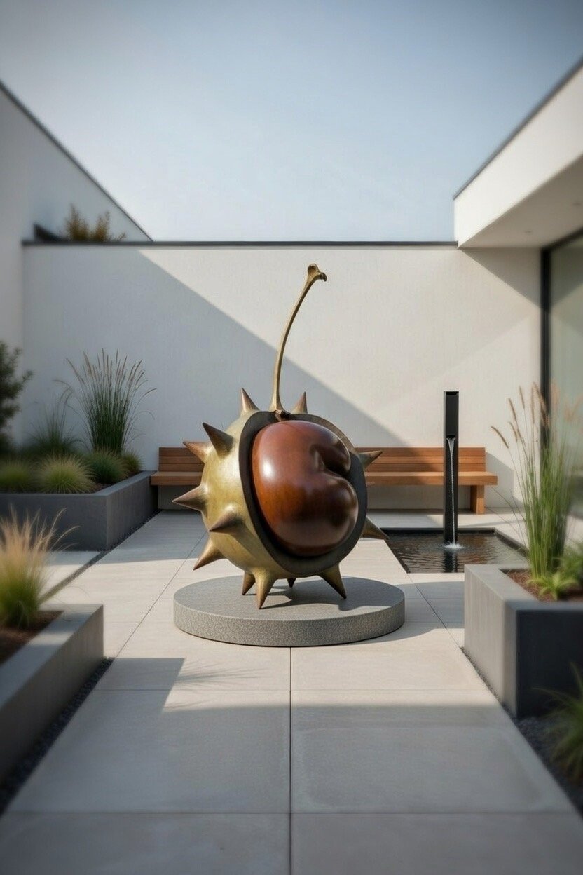 Giant Bronze Commission Sculpture Of Horse Chestnut Conker By Mark Richard Hall