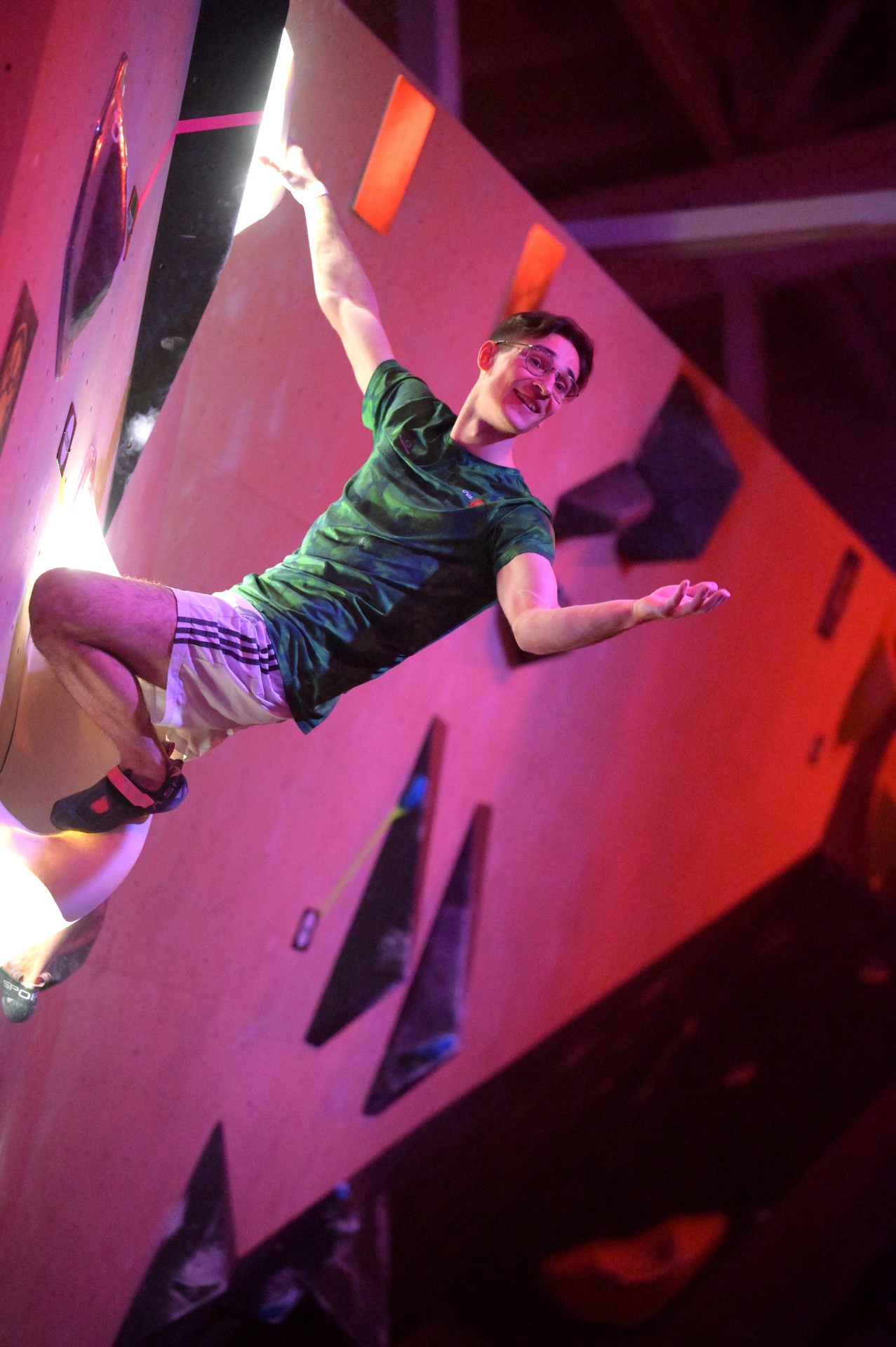 a climber cheering people on