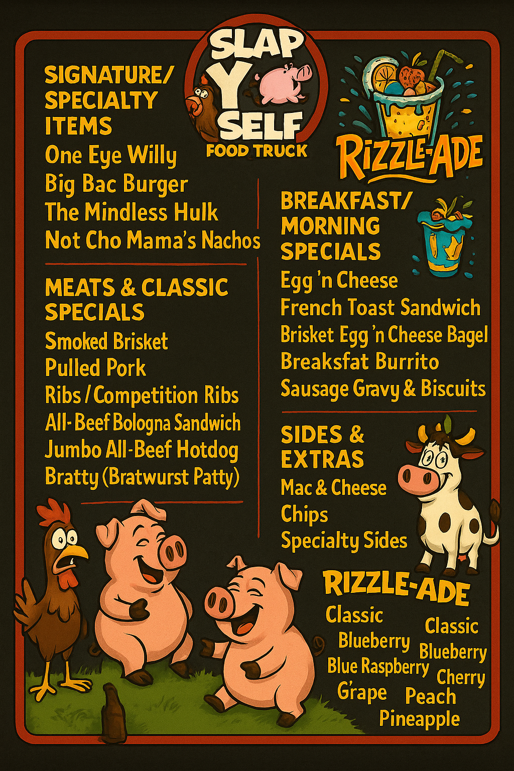 Specialty rotating sides such as nachos or loaded dishes from Marion Ohio BBQ food truck.