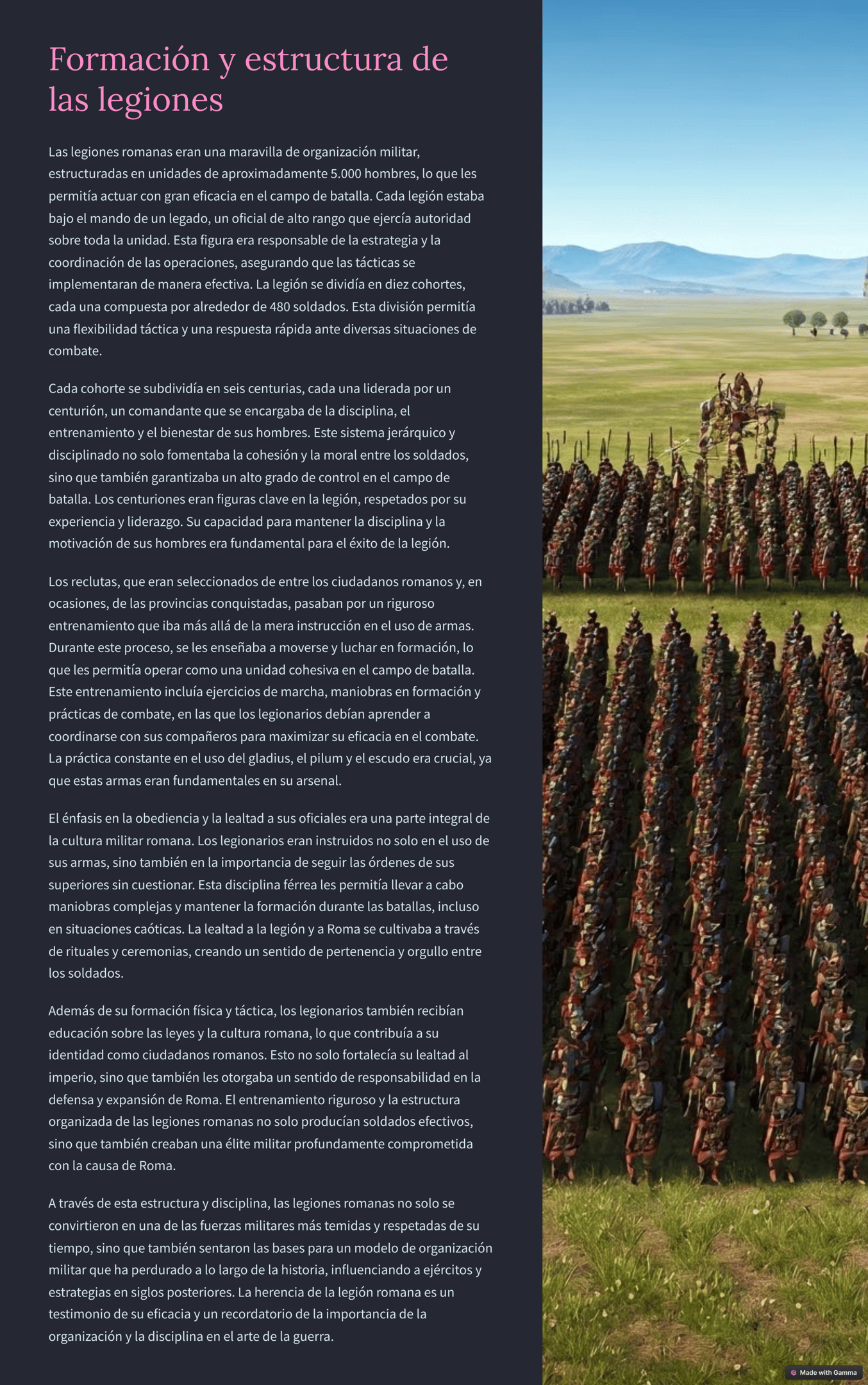 FORMACION Y ESTRUCTURA DE LAS LEGIONES