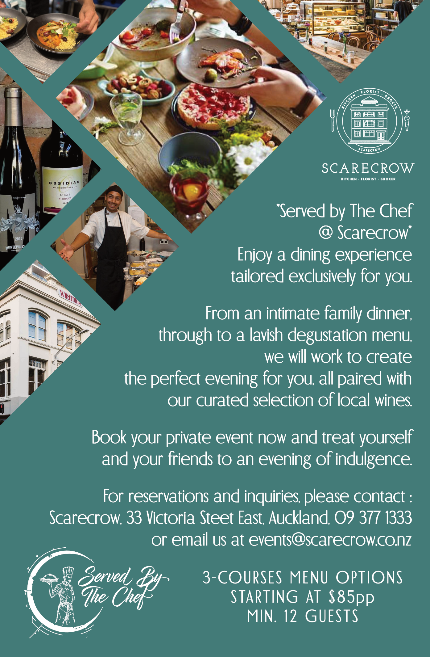 a flyer for a restaurant with a chef and a chef