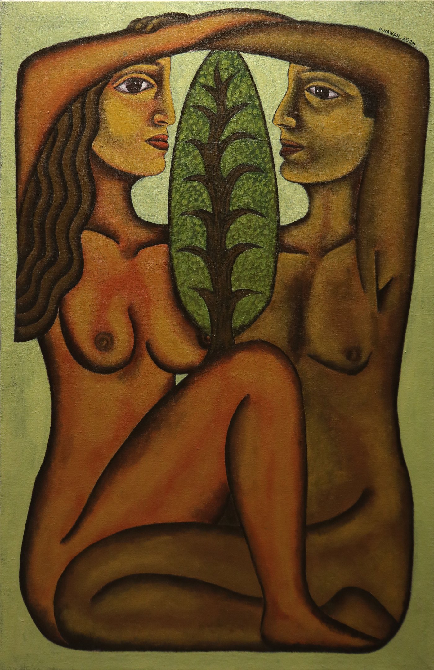 Hesham Nawar, tree of life acrylic on canvas.