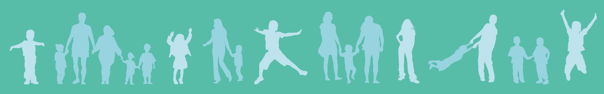 banner graphic of children and families happily walking, holding hands and jumping
