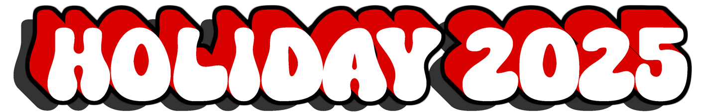 Holiday 2025 sign red and white starsticker.shop