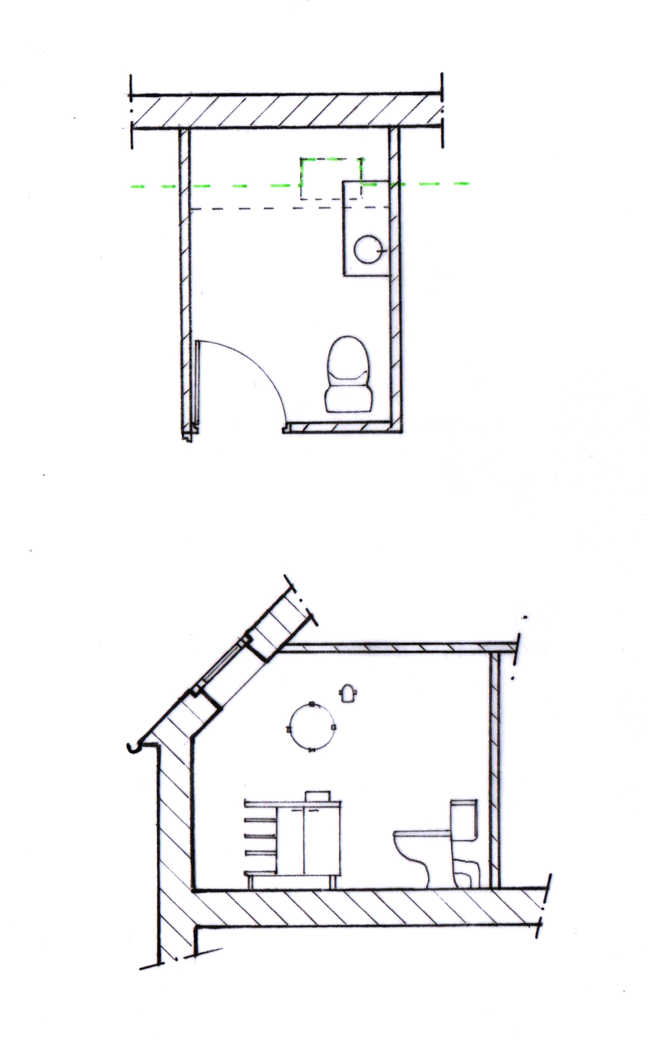 Maison H - Plans salle d'eau sous combles existant