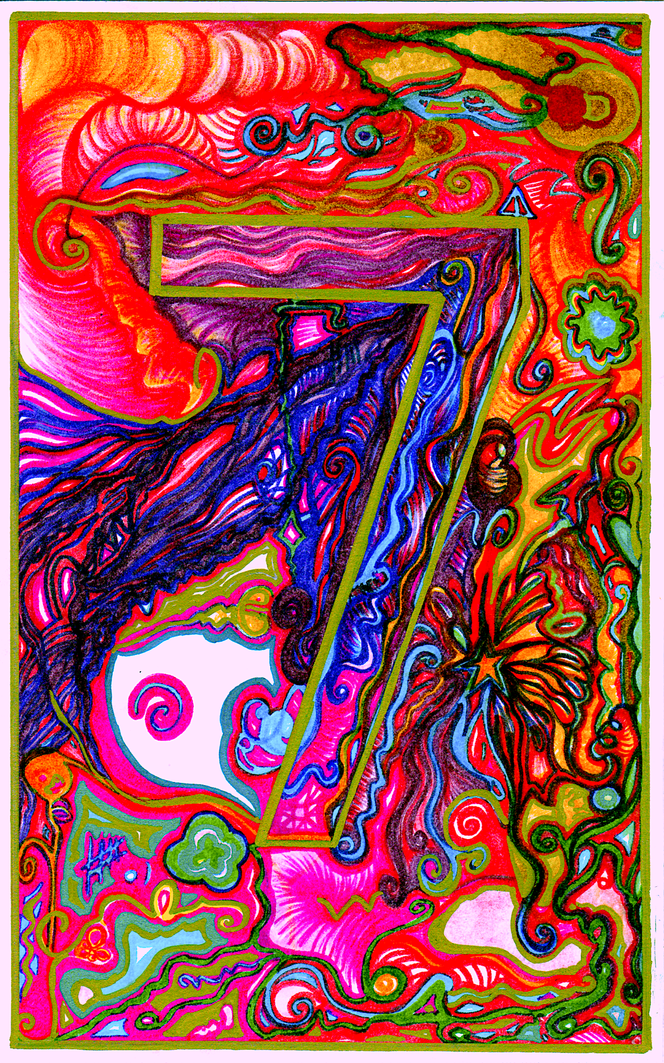 Personalized intuitive Reiki art Life Path Number color pens soul path portrait