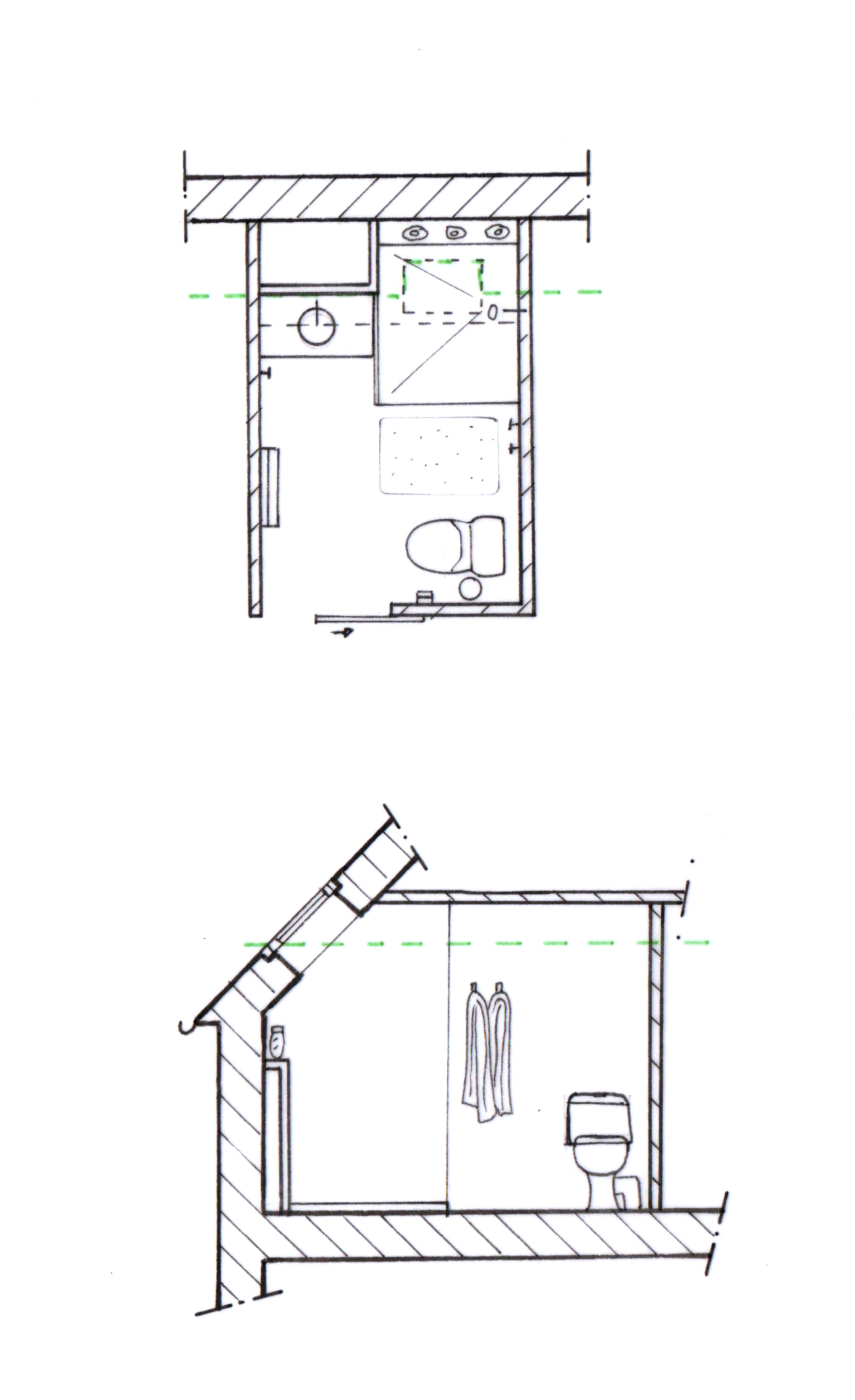Maison H. Plans salle d'eau sous combles projet