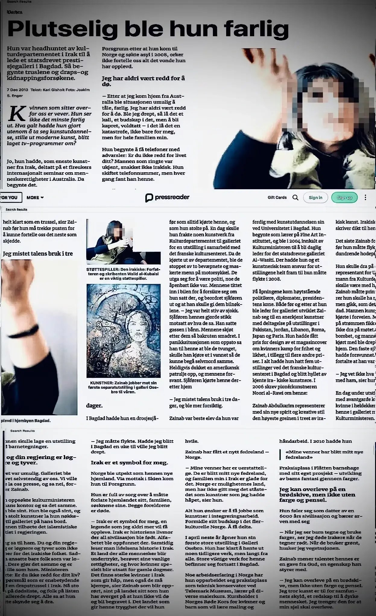 Varden.no, Zainab Abdulkarim Ali, visual art, Zainab Art, Iraq, Norway, Oslo, Italy, Crotone