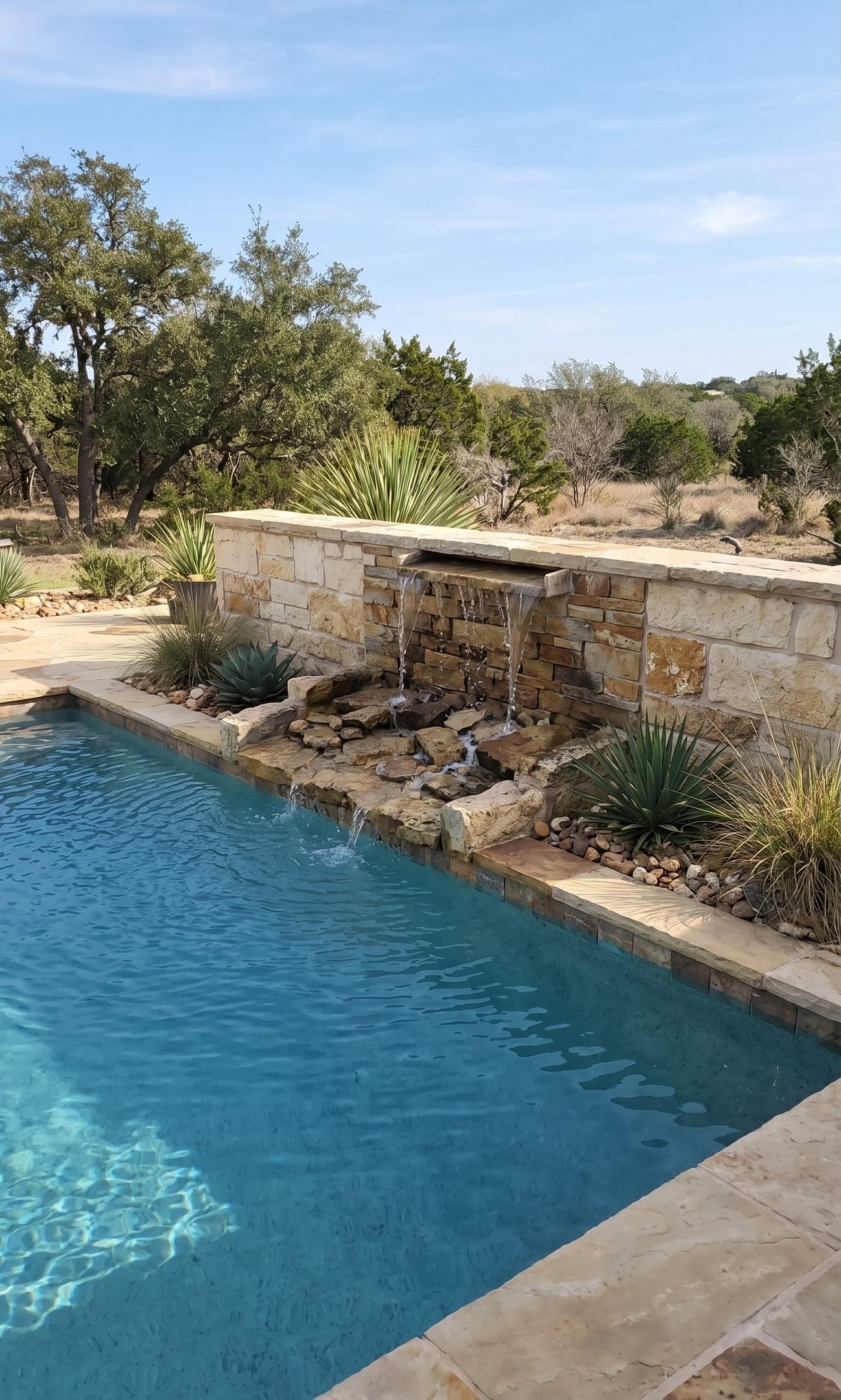 Weak pool water feature needing repair in Round Rock TX