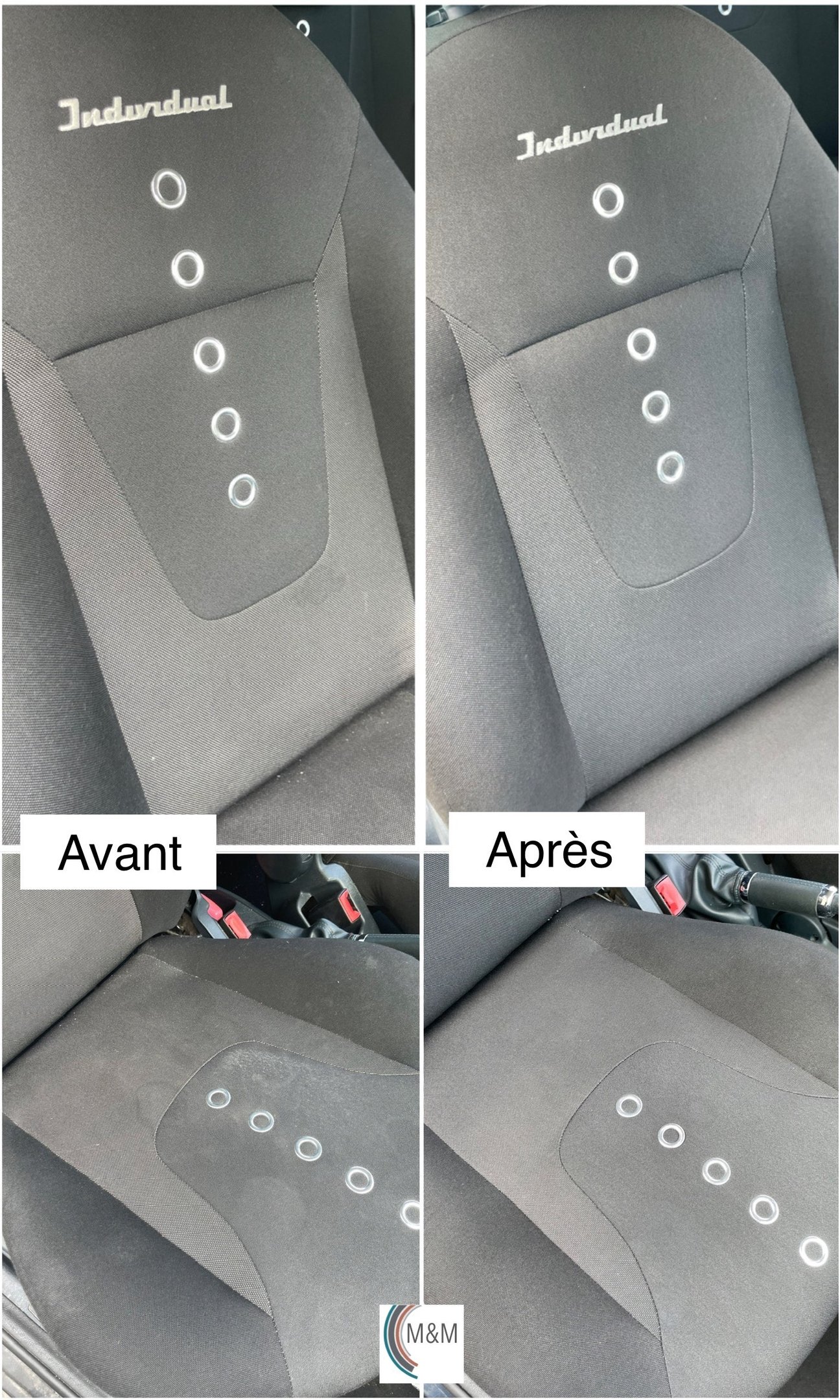 Assise de sièges de voiture avant après nettoyage en profondeur rouen M&M services Pro