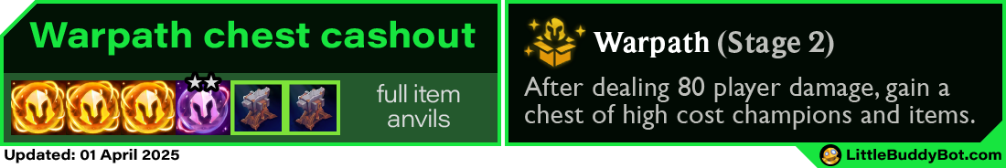 Teamfight Tactics TFT Set 14 Cyber City Warpath augment chest cashout loot drop table