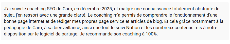 avis pour stratégie de contenu seo solopreneure
