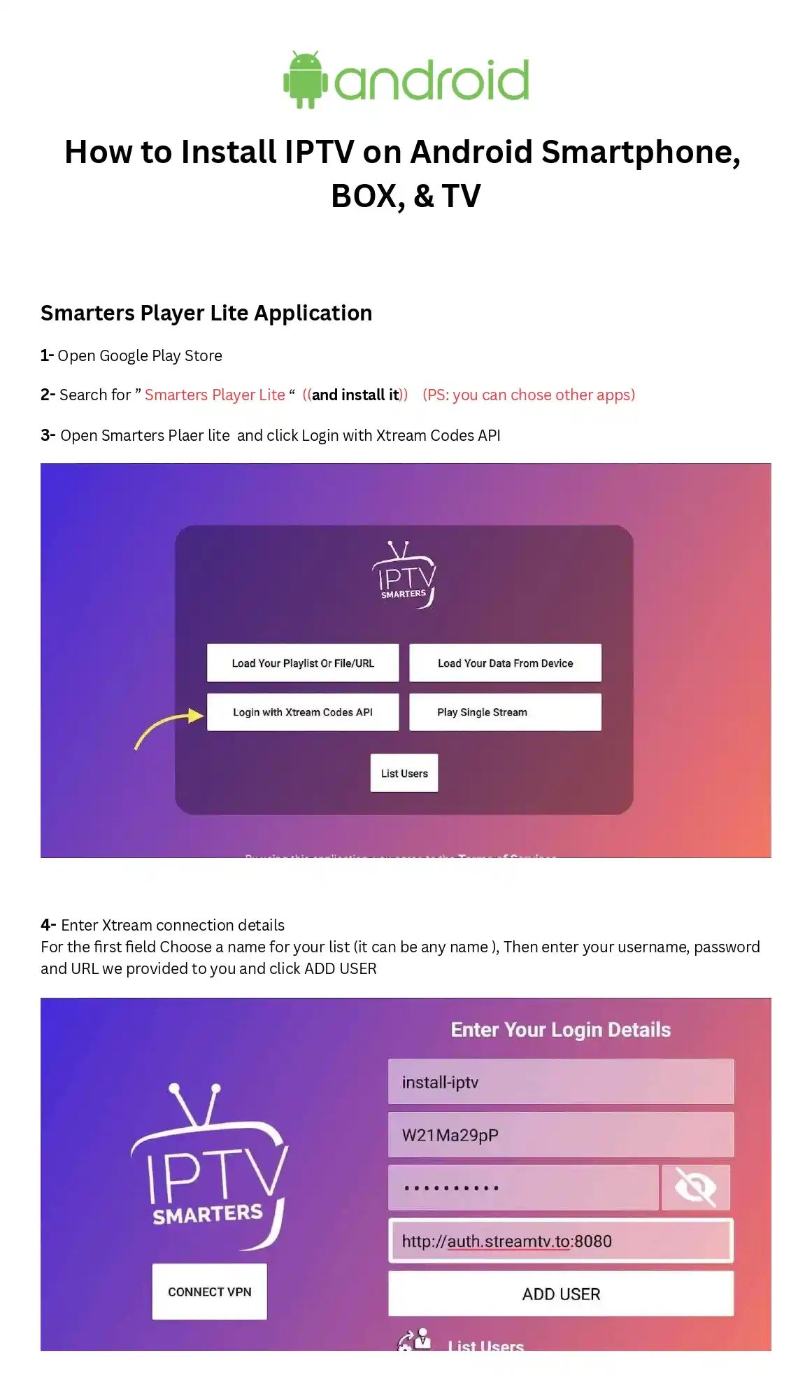 Step-by-step guide on how to install IPTV Smarters Player Lite on an Android smartphone or TV box.