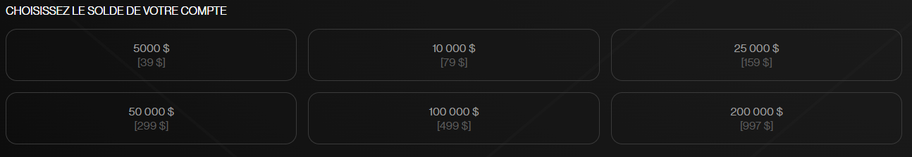 Choisissez le solde de votre compte