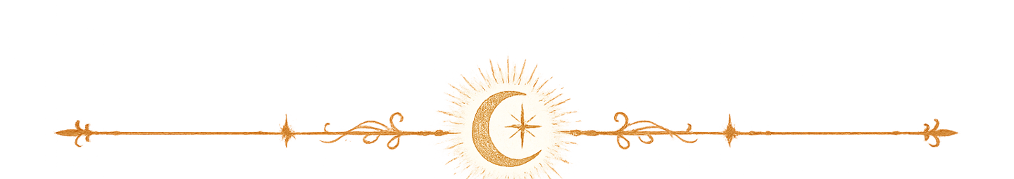 decorative gold line divider with celestial accents