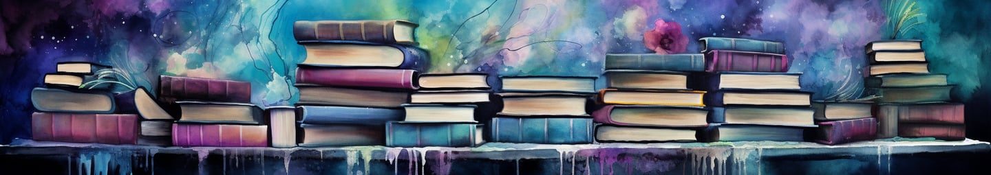 a painting of a lot of books