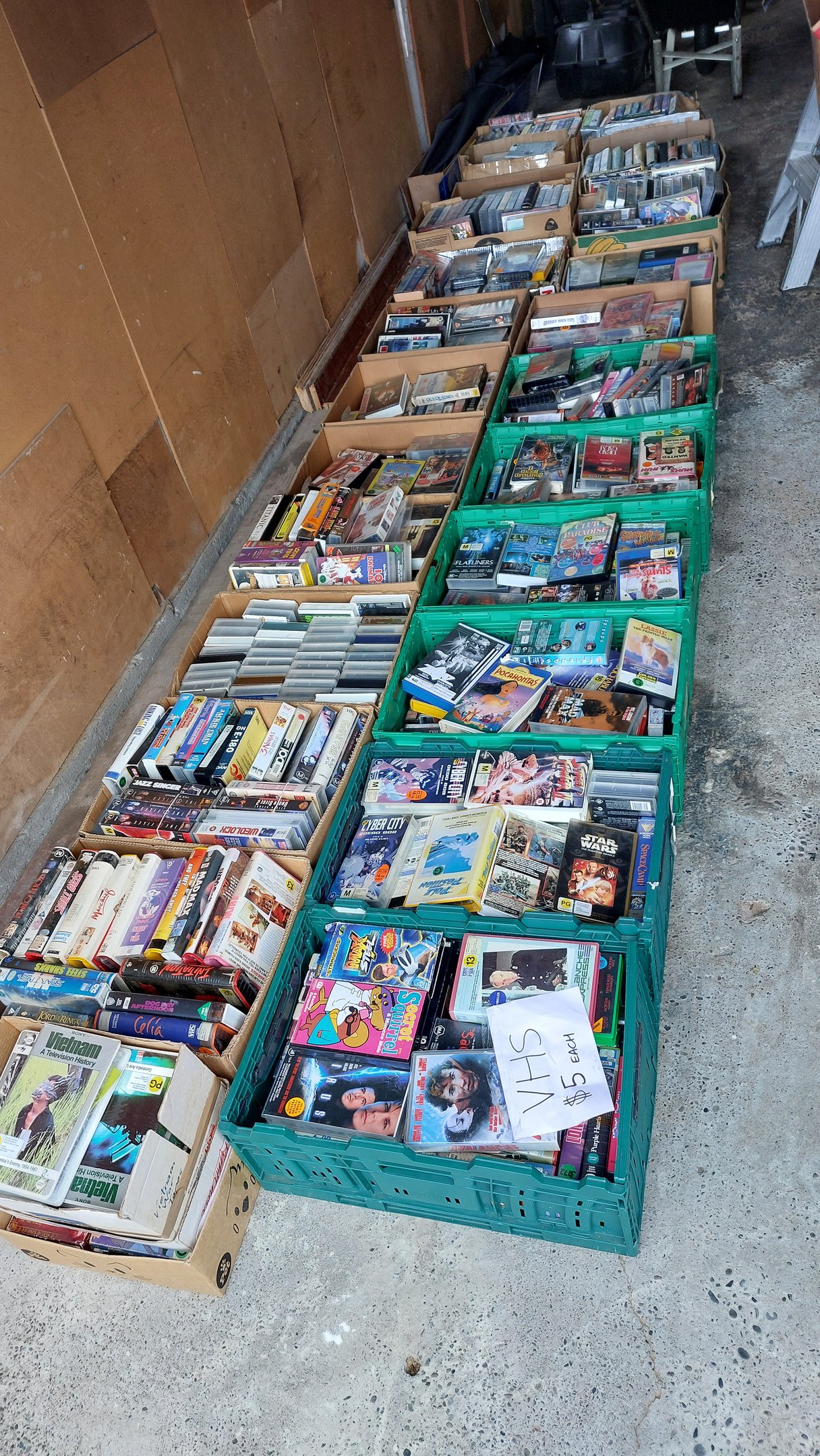 A trailer load of VHS tapes unloaded in my garage
