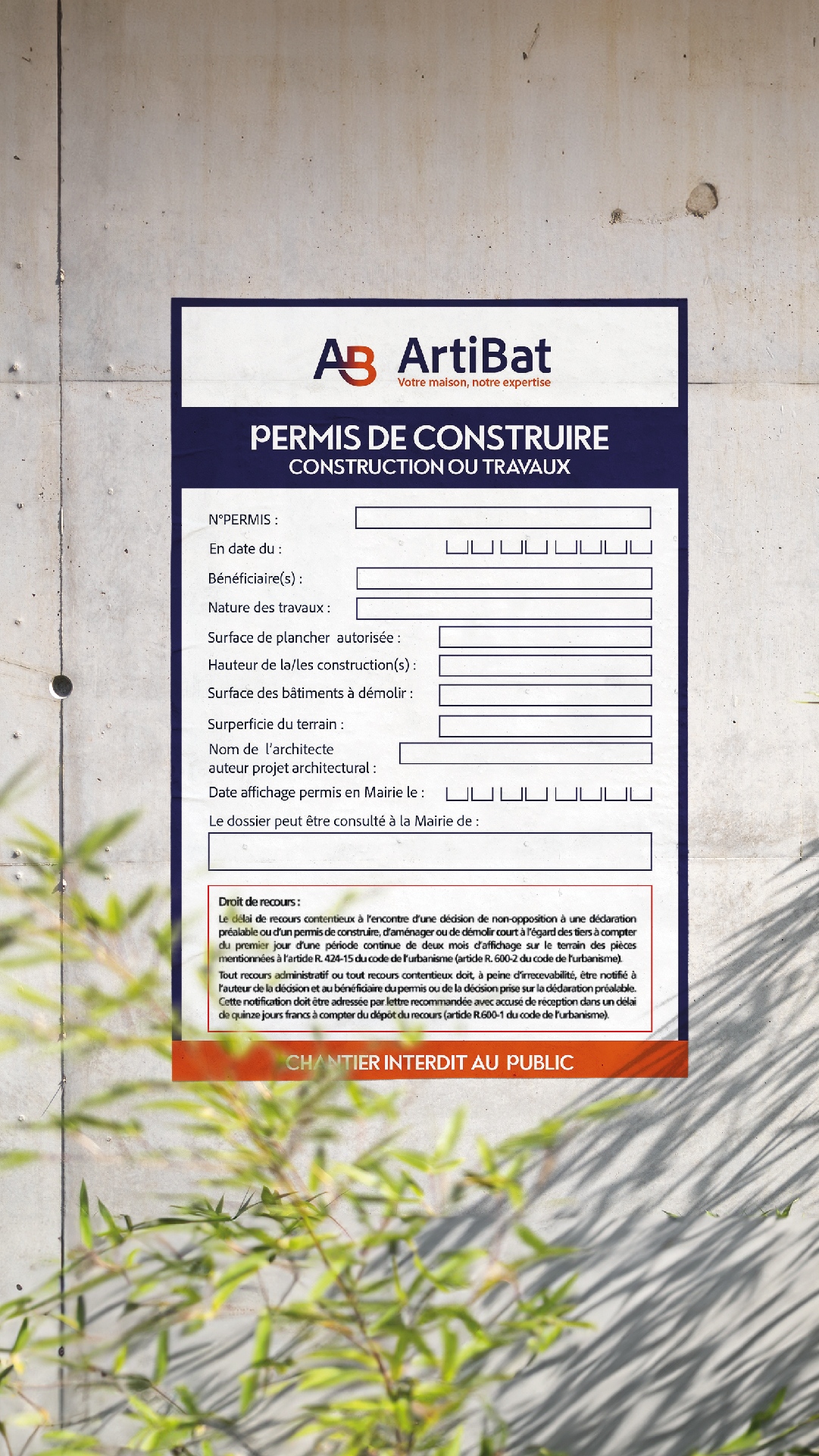 Réalisation : Panneaux de chantier pour ARTIBAT - Amy Atelier Graphique