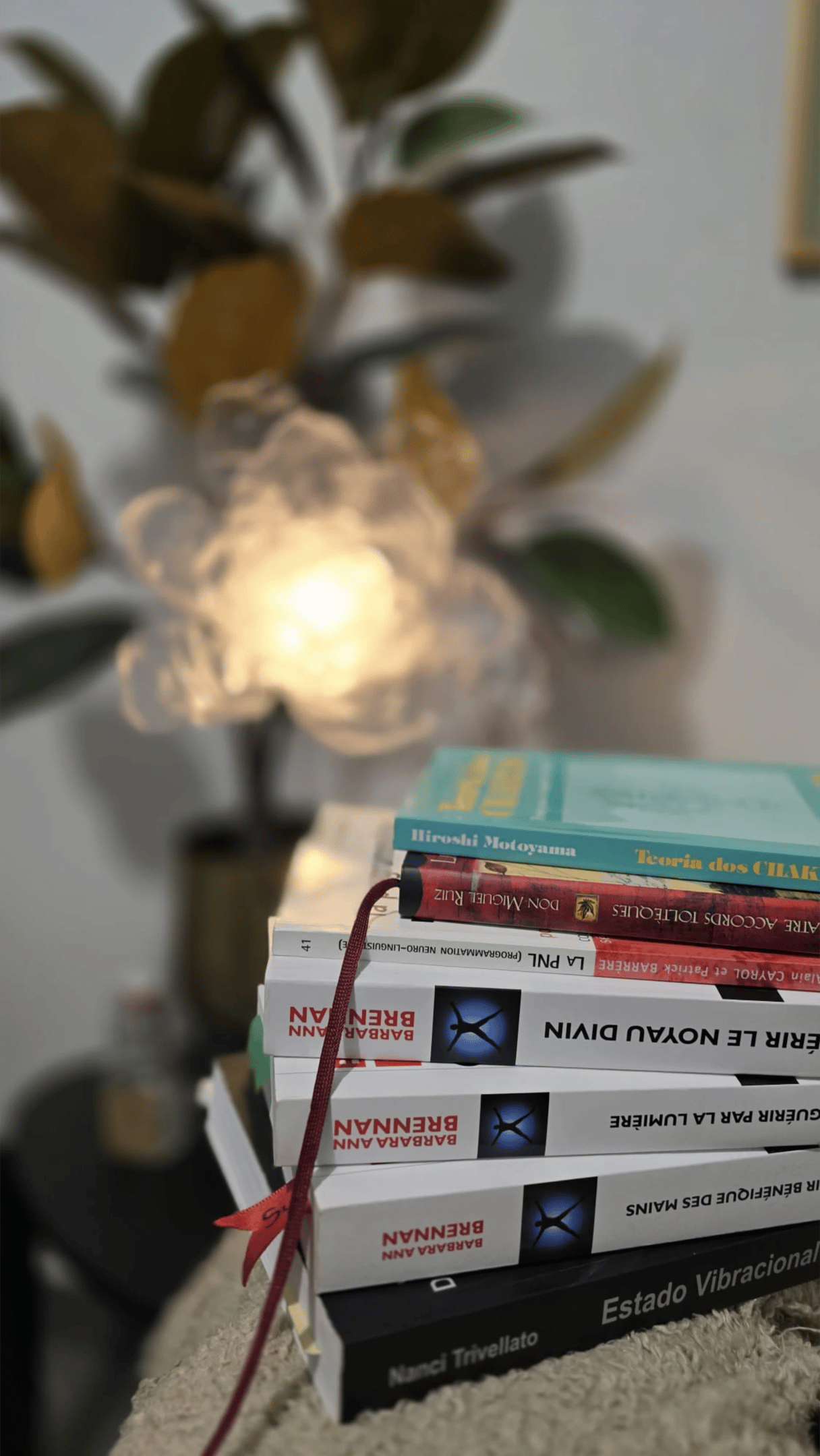 Livres de thérapie et objets symboliques illustrant l’ancrage, la rigueur et l’intuition réunis