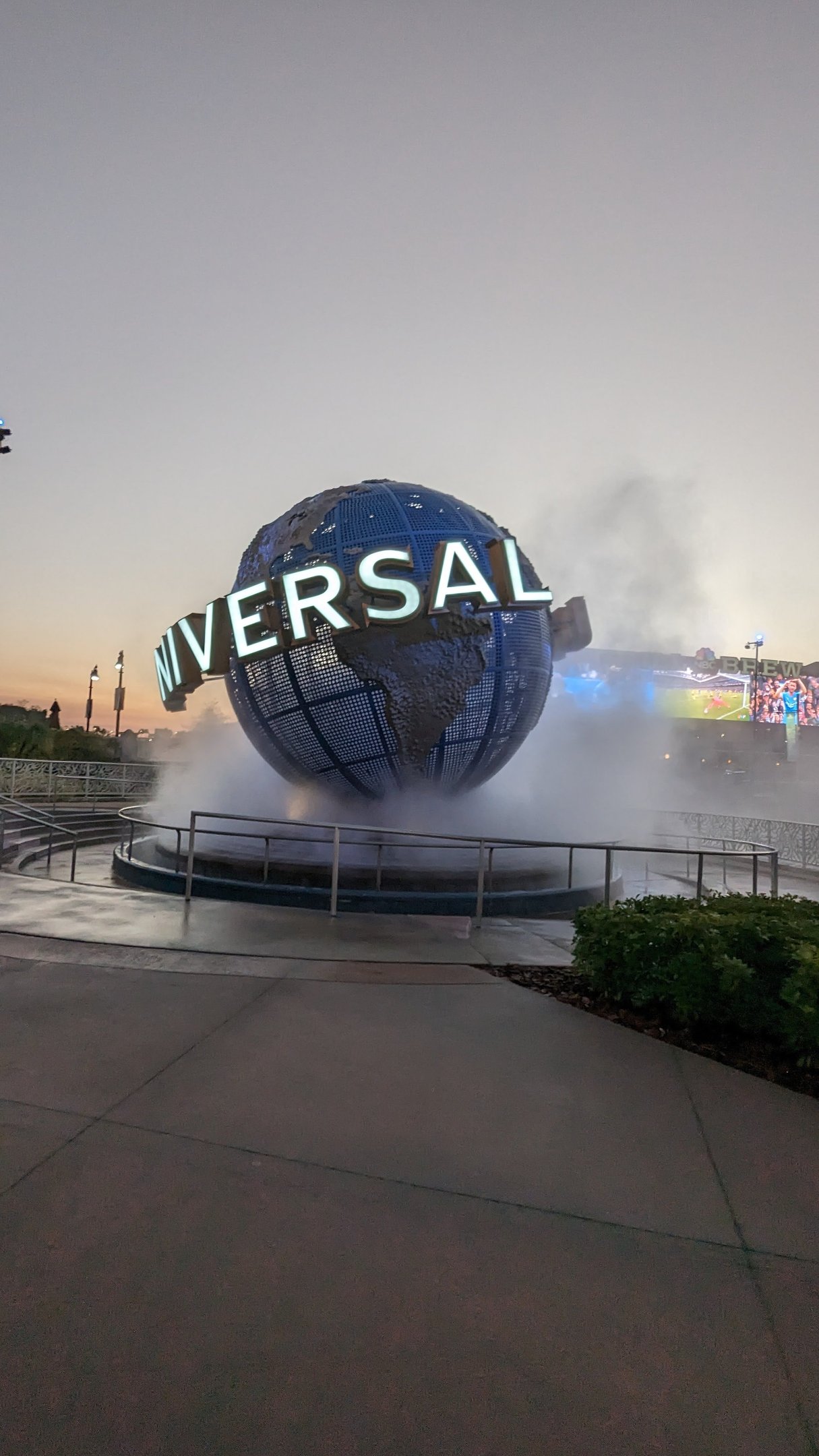 iconic Universal Orlando Resort rotating world sign