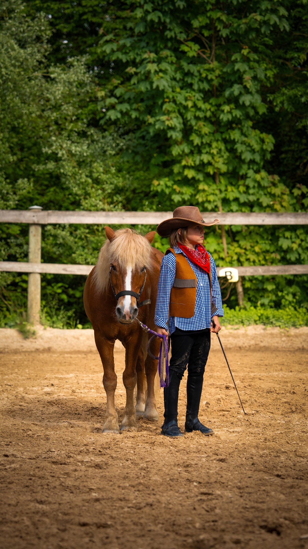 a boy in a cowboy hat and a horse